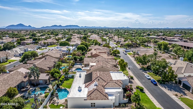 aerial view with a residential view and a mountain view