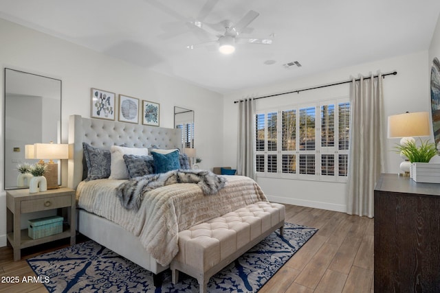 bedroom featuring ceiling fan