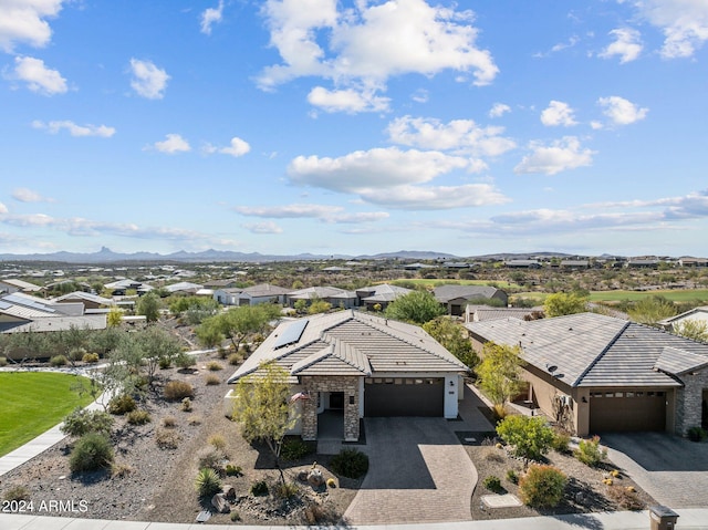 bird's eye view with a mountain view