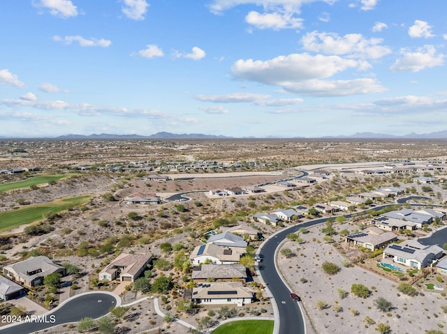 drone / aerial view featuring a mountain view