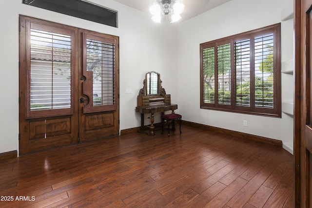 4401 E Taurus Pl, Chandler, AZ 85249 - foyer entrance featuring hardwood / wood-style floors, ceiling fan, baseboards, and french doors