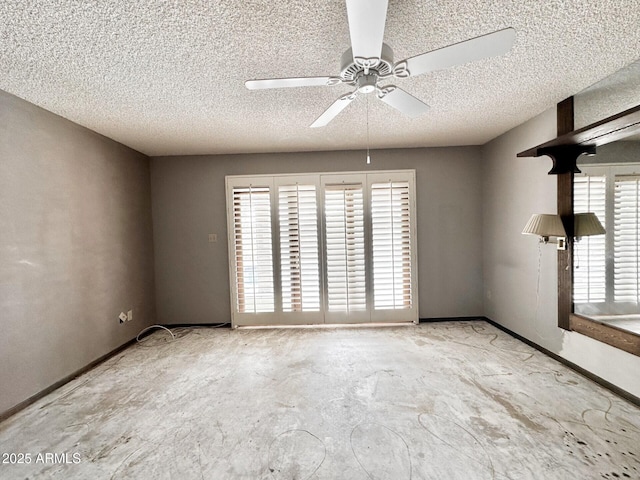 1124 N Villa Nueva Dr, Litchfield Park, AZ 85340 - unfurnished room featuring a textured ceiling, ceiling fan, baseboards, and concrete flooring
