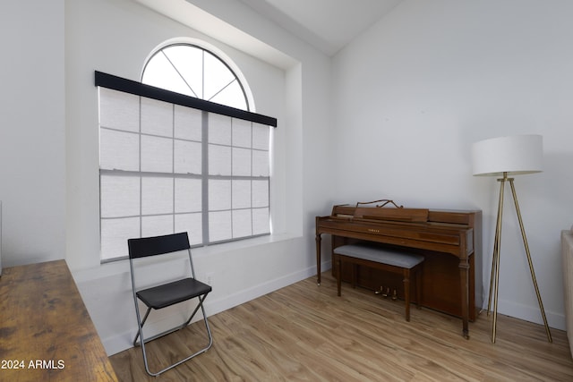 sitting room with light hardwood / wood-style floors