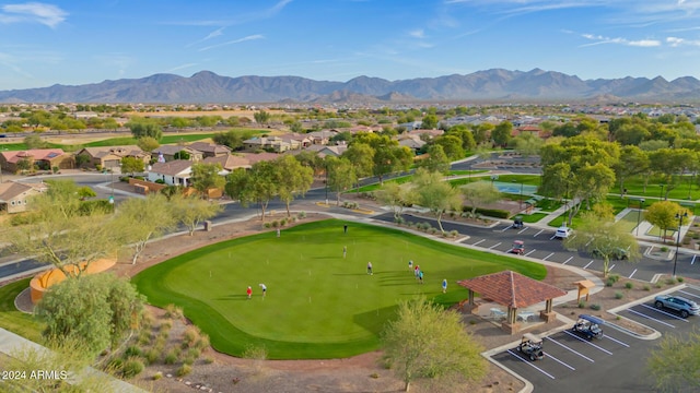 aerial view with a mountain view and a residential view