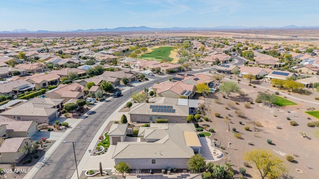 aerial view featuring a residential view and a mountain view