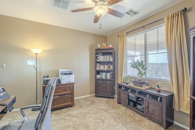 26842 N 176th Ln, Surprise, AZ 85387 - office featuring visible vents, baseboards, and a ceiling fan