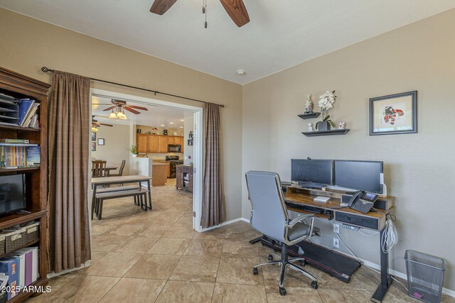 26842 N 176th Ln, Surprise, AZ 85387 - home office with ceiling fan, tile patterned flooring, and baseboards