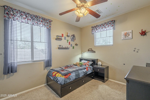 26842 N 176th Ln, Surprise, AZ 85387 - bedroom with carpet flooring, visible vents, baseboards, and ceiling fan