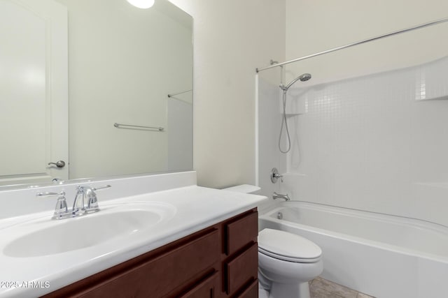 full bathroom with vanity, tile patterned flooring, shower / bathing tub combination, and toilet