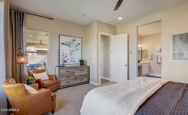 16342 W Jackson St, Goodyear, AZ 85338 - carpeted bedroom featuring ensuite bathroom and a ceiling fan