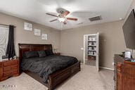 bedroom featuring ceiling fan