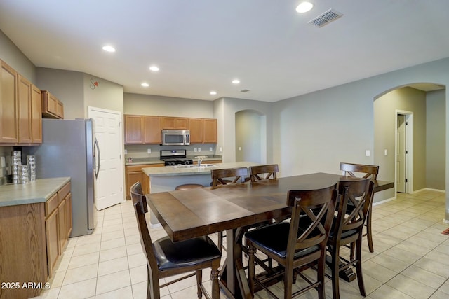 view of tiled dining room