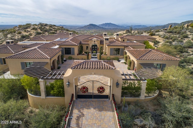 exterior space with a mountain view