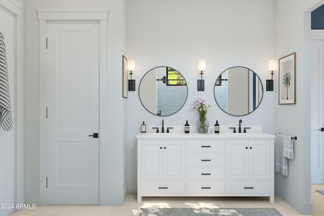 bathroom featuring a sink and double vanity