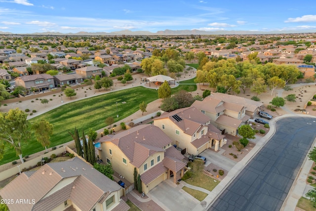 aerial view with a residential view and a mountain view
