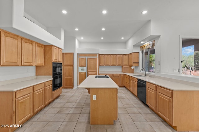 31234 N 47th Pl, Cave Creek, AZ 85331 - kitchen featuring black appliances, a kitchen island with sink, light tile patterned floors, light countertops, and recessed lighting