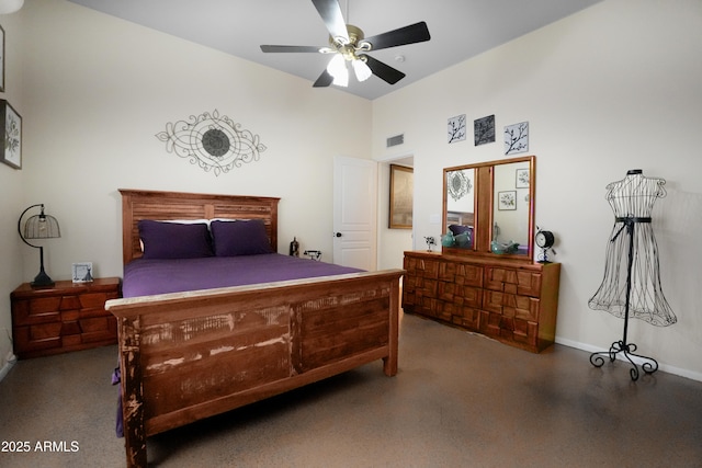 19519 W Minnezona Ave, Litchfield Park, AZ 85340 - bedroom with baseboards, a ceiling fan, and visible vents
