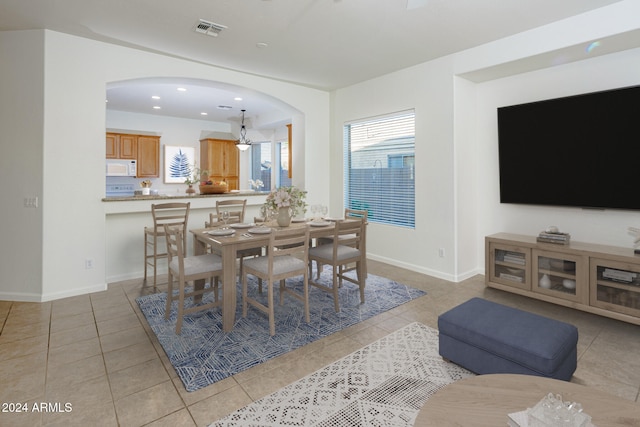 view of tiled dining area