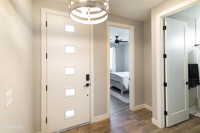 foyer entrance with hardwood / wood-style floors