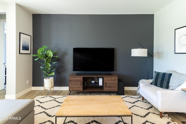 living room with light wood-type flooring