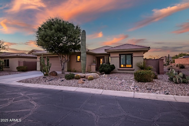 view of front of house with a garage