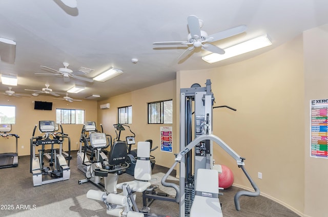 exercise room with a wall unit AC