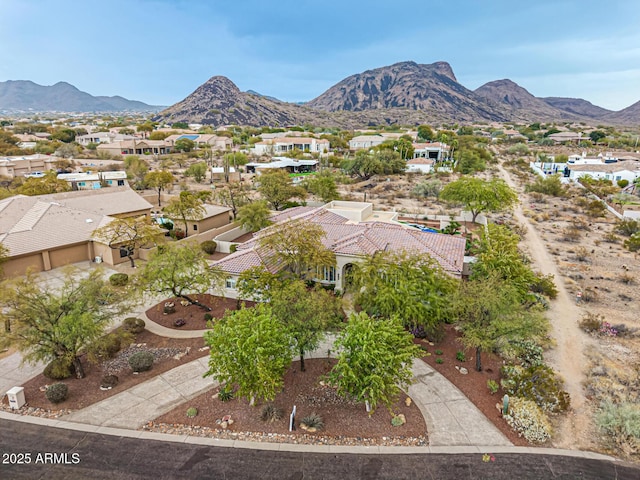 aerial view with a mountain view