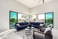 living room featuring a wealth of natural light