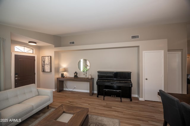 living room with hardwood / wood-style floors