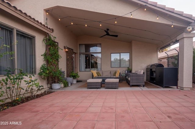 view of patio featuring grilling area and outdoor lounge area