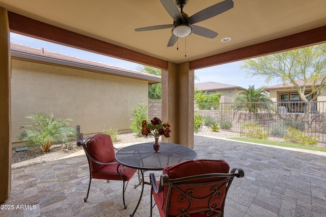 13204 W Via Dona Rd, Peoria, AZ 85383 - view of patio / terrace with outdoor dining space, fence, and ceiling fan