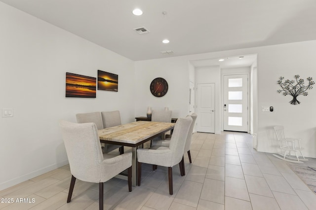 13204 W Via Dona Rd, Peoria, AZ 85383 - dining space with baseboards, visible vents, and recessed lighting