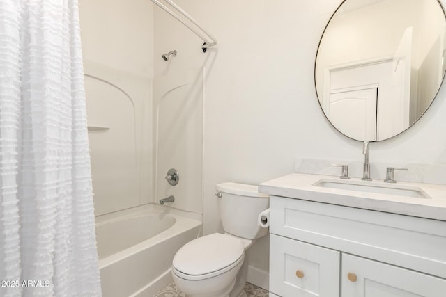 18614 E Oriole Way, Queen Creek, AZ 85142 - bathroom with shower / bath combination with curtain, vanity, toilet, and baseboards