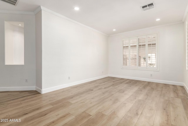 18614 E Oriole Way, Queen Creek, AZ 85142 - empty room with crown molding, light wood-style floors, baseboards, and recessed lighting