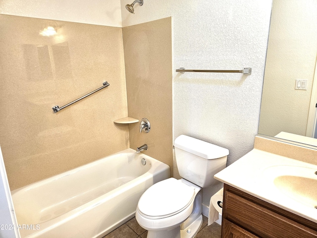 full bathroom featuring tile patterned floors, vanity, toilet, and tub / shower combination