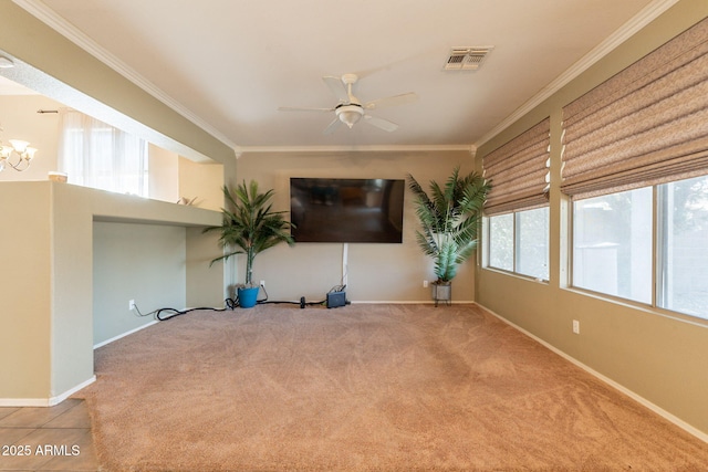 11526 W Bermuda Dr, Avondale, AZ 85392 - unfurnished room featuring ceiling fan, ornamental molding, carpet, and baseboards