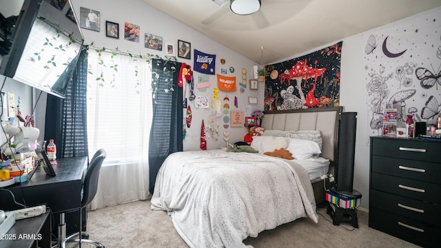 7274 W State Ave, Glendale, AZ 85303 - carpeted bedroom featuring a desk, ceiling fan, and lofted ceiling