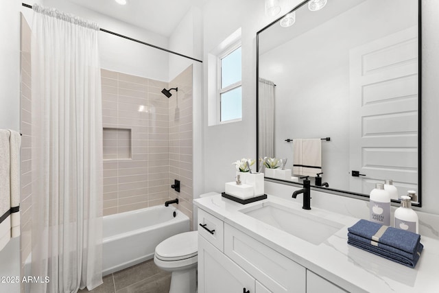 13947 E Barwick Dr, Scottsdale, AZ 85262 - bathroom with toilet, shower / bath combo, tile patterned flooring, and vanity