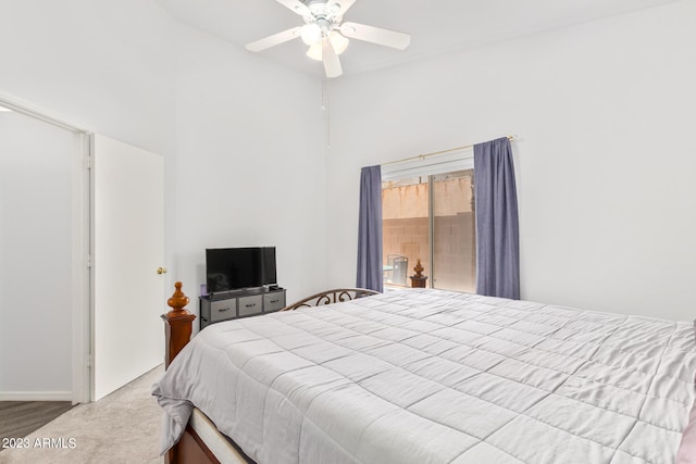 bedroom with carpet floors and ceiling fan