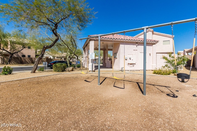 view of yard with a playground