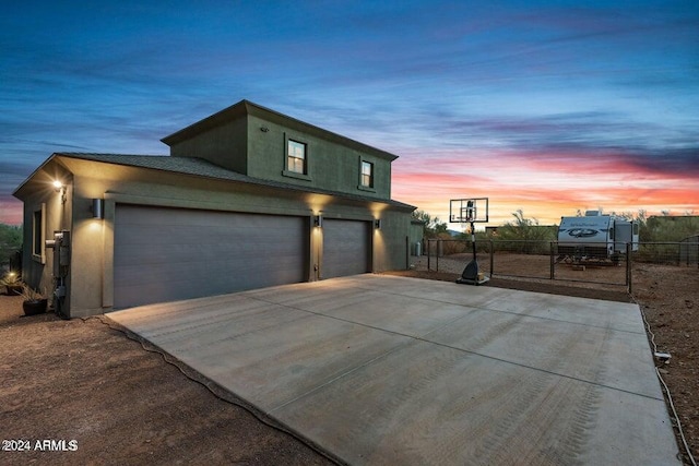 exterior space featuring a garage