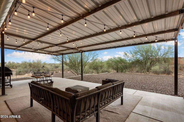 view of patio featuring an outdoor living space and area for grilling