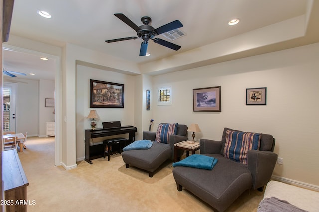 interior space featuring ceiling fan