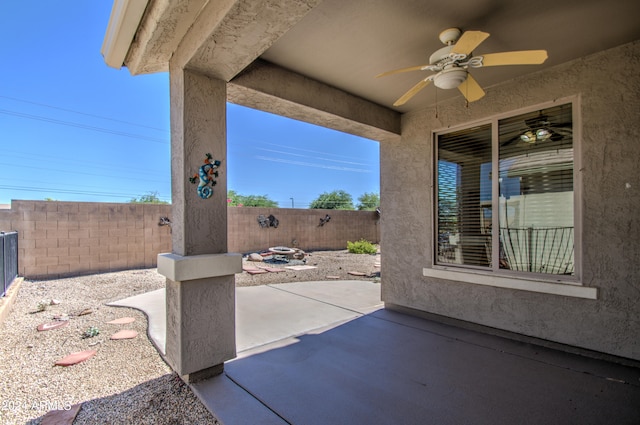 view of patio / terrace featuring ceiling fan