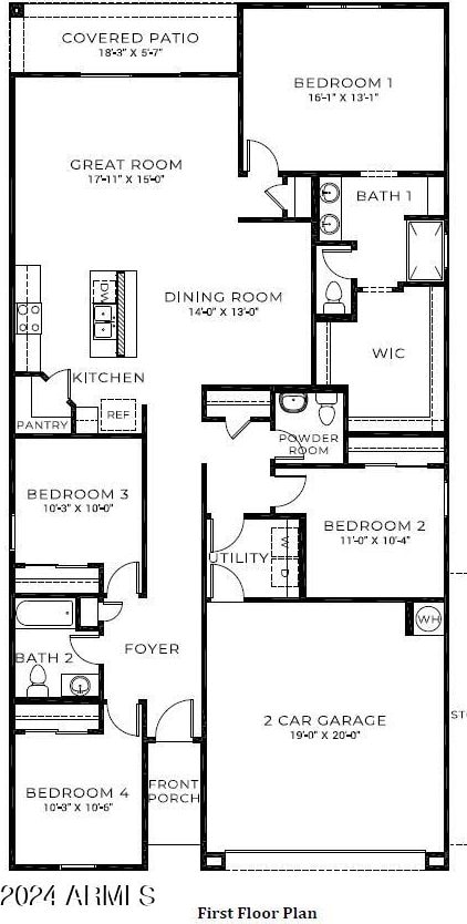 1336 W Hess Ave, Coolidge, AZ 85128 - home floor plan