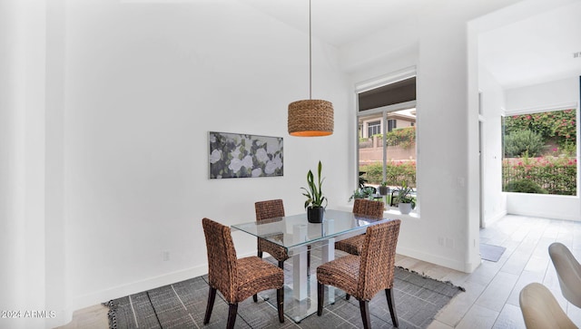 dining space with wood finished floors, baseboards, and a wealth of natural light