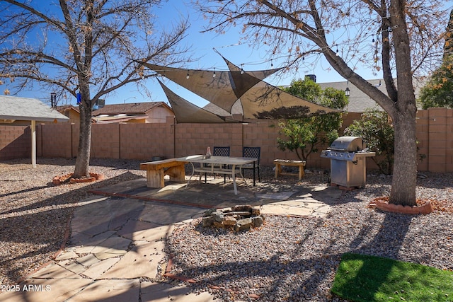 view of patio with area for grilling