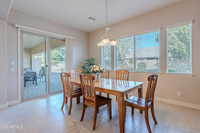 view of tiled dining space