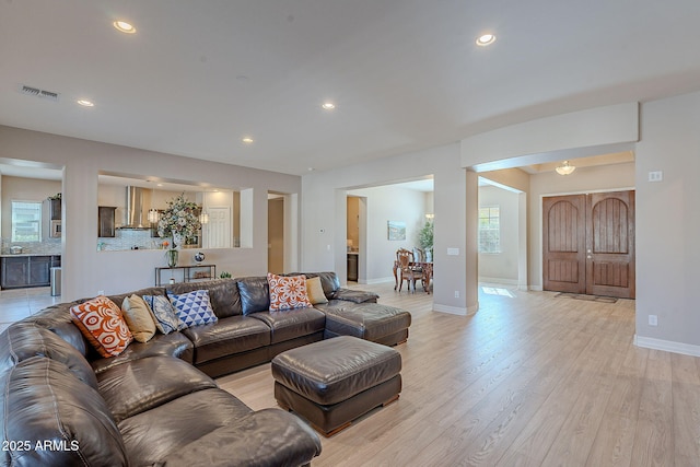 living room featuring light hardwood / wood-style floors