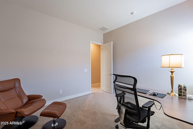 view of carpeted office space